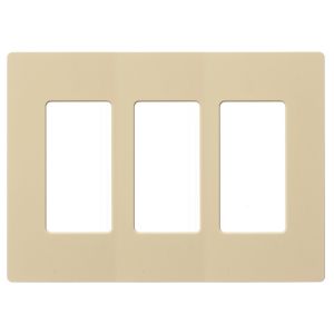 HUBBELL WIRING DEVICE-KELLEMS RCW3I Wall Plates, Snap-On, 3-Gang, 3 Decorator Opening, Ivory | BC9RWT