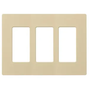 HUBBELL WIRING DEVICE-KELLEMS RCW3I Wall Plates, Snap-On, 3-Gang, 3 Decorator Opening, Ivory | BC9RWT