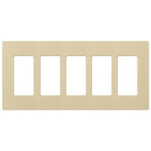 HUBBELL WIRING DEVICE-KELLEMS RCW5I Wall Plates, Snap-On, 5-Gang, 5 Decorator Opening, Ivory | BD6ANP