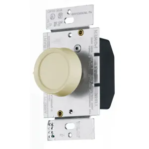 HUBBELL WIRING DEVICE-KELLEMS RD600RI Dimmer Switch, Rotary, Single Pole, 600W, 120VAC, Ivory | AZ4VDZ