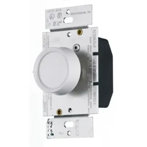 HUBBELL WIRING DEVICE-KELLEMS RD600RW Dimmer Switch, Rotary, Single Pole, 600W, 120VAC, White | AZ4XET