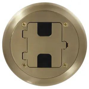 HUBBELL WIRING DEVICE-KELLEMS RF406BP Floor Box Flange And Door, Brass Finish | BD3ZEU