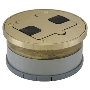 HUBBELL WIRING DEVICE-KELLEMS RF409BR Floor Box Flange And Door Assembly, Brass | CE6RNY