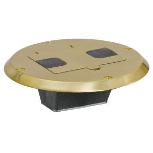 HUBBELL WIRING DEVICE-KELLEMS RF506BR Floor Box, Flange And Door, Brass | CE6RPE