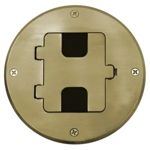 HUBBELL WIRING DEVICE-KELLEMS RF509BR Floor Box, With Tile Flange And Door, Brass | CE6RPV