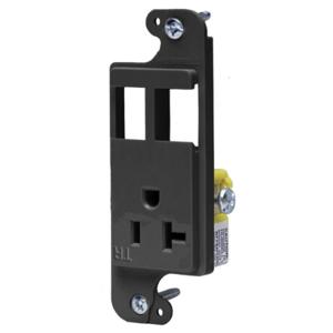 HUBBELL WIRING DEVICE-KELLEMS RJ62BKTR Receptacle, J-Load Media Outlet, 20A, 125V, Tamper Resistant, 2-Port, Black | BC8AWM