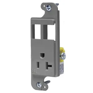 HUBBELL WIRING DEVICE-KELLEMS RJ62GYTR Receptacle, J-Load Media Outlet, 20A, 125V, Tamper Resistant, 2-Port, Gray | BD4WQV