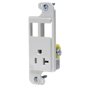 HUBBELL WIRING DEVICE-KELLEMS RJ62WTR Receptacle, J-Load Media Outlet, 20A, 125V, Tamper Resistant, 2-Port, White | BC9EGN