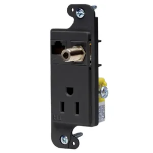 HUBBELL WIRING DEVICE-KELLEMS RJ650BKTR Receptacle, J-Load Media Outlet, 15A, 125V, Tamper Resistant, Cat 6 Jack, Black | AC8VFK 3EAD4