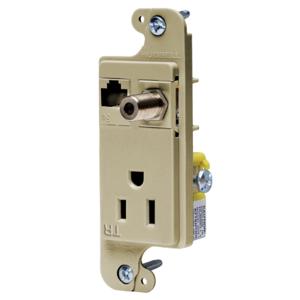 HUBBELL WIRING DEVICE-KELLEMS RJ650ITR Receptacle, J-Load Media Outlet, 15A, 125V, Tamper Resistant, Cat 6 Jack, Ivory | CE6RQH