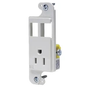 HUBBELL WIRING DEVICE-KELLEMS RJ65WTR Receptacle, J-Load Media Outlet, 15A, 125V, Tamper Resistant, 2-Port, White | BD4ERJ