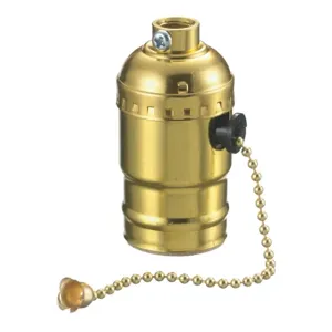 HUBBELL WIRING DEVICE-KELLEMS RL106 Lamp Socket, Pull Chain, 600 W, Brass | CE6YAW