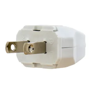 HUBBELL WIRING DEVICE-KELLEMS RP123W Male Plug, With Zip Cord, 15 A, 2 Pole, White | CE6YDE