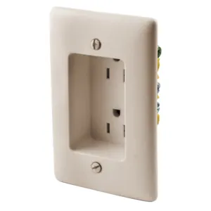 HUBBELL WIRING DEVICE-KELLEMS RR1510LA Receptacle Plate, 15A 125V, Light Almond | BD3YDB