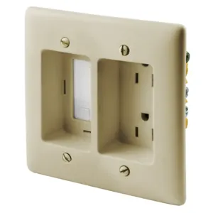 HUBBELL WIRING DEVICE-KELLEMS RR1512I Receptacle Plate, 15A 125V, Electric Ivory | BD4MJF