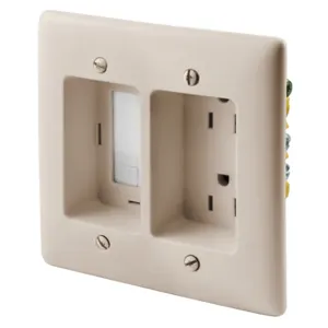 HUBBELL WIRING DEVICE-KELLEMS RR1512LA Receptacle Plate, 15A 125V,Light Almond | BD3PEW