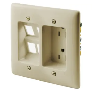 HUBBELL WIRING DEVICE-KELLEMS RR1514I Receptacle Plate, 15A 125, Electric Ivory | BD3YEX