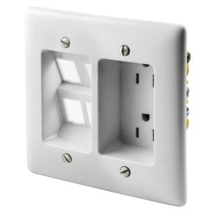HUBBELL WIRING DEVICE-KELLEMS RR1514W Receptacle Plate, 15A 125, White | BD3TBB
