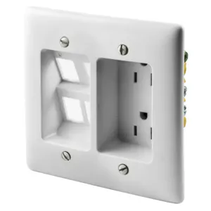 HUBBELL WIRING DEVICE-KELLEMS RR1514W Receptacle Plate, 15A 125, White | BD3TBB