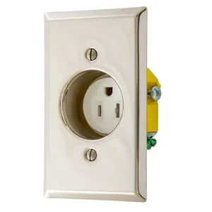 HUBBELL WIRING DEVICE-KELLEMS RR151CHSS Clock Hanger Recessed Receptacle, 15A, 125V, Nickle Plated | CE6RQM