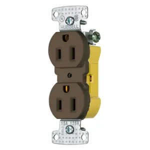 HUBBELL WIRING DEVICE-KELLEMS RR15E Duplex Receptacle, 15A, 125V, Brown | CE6RQT