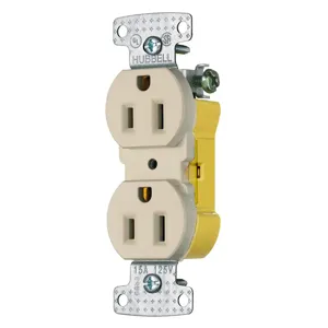 HUBBELL WIRING DEVICE-KELLEMS RR15EAL Duplex Receptacle, 15A, 125V, Almond | CE6RQU