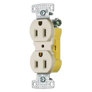 HUBBELL WIRING DEVICE-KELLEMS RR15ELA Duplex Receptacle, 15A, 125V, Light Almond | CE6RQZ