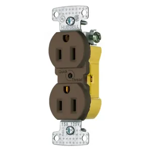 HUBBELL WIRING DEVICE-KELLEMS RR15EQ Duplex Receptacle, 15A, 125V, Brown | CE6RRA