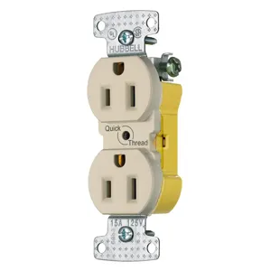 HUBBELL WIRING DEVICE-KELLEMS RR15EQAL Duplex Receptacle, 15A, 125V, Almond | CE6RRB