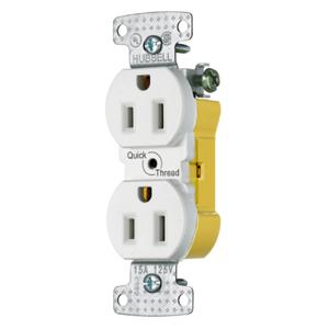 HUBBELL WIRING DEVICE-KELLEMS RR15EQW Duplex Receptacle, 15A, 125V, White | CE6RRH