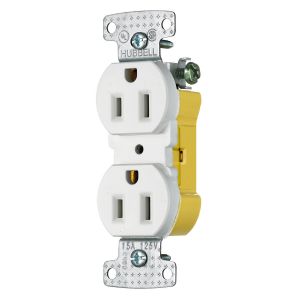 HUBBELL WIRING DEVICE-KELLEMS RR15EW Duplex Receptacle, 8-Hole Push Wiring, 15A, 125V, 2-Pole, White | CE6RRJ