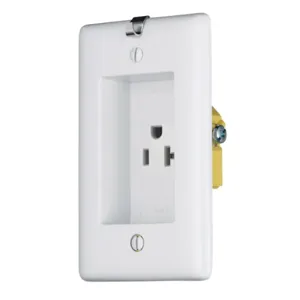 HUBBELL WIRING DEVICE-KELLEMS RR201CHW Clock Hanger Recessed Receptacle, 20A, 125V, White | CE6RTF