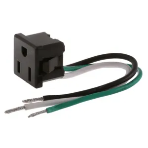 HUBBELL WIRING DEVICE-KELLEMS RR374 Single Receptacle, Snap-In, 15A, 125V, 2-Pole, 3-Wire, 5-15, Black | BD3JVZ