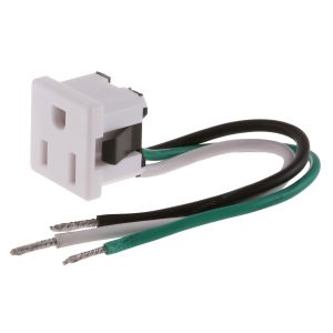 HUBBELL WIRING DEVICE-KELLEMS RR374W Einzelsteckdose, Snap-In, 15 A 125 V, 2-polig, 3-adrig, 5-15, weiß | BC8AWP