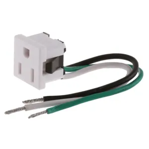 HUBBELL WIRING DEVICE-KELLEMS RR374W Single Receptacle, Snap-In, 15A 125V, 2-Pole, 3-Wire, 5-15, White | BC8AWP