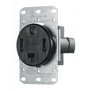 HUBBELL WIRING DEVICE-KELLEMS RR430F Receptacle, Single, 30A, 125/250V, 3-Pole, Flush Mount, Black | BC7WZL