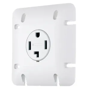 HUBBELL WIRING DEVICE-KELLEMS RR430WIPCN Single Panel Mount Receptacle, 30A, 125/250V, 3-Pole, Black, With Plate | BD2AVL