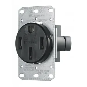 HUBBELL WIRING DEVICE-KELLEMS RR450F Receptacle, Single, 50A, 125/250V, 3-Pole, Flush Mount, Black | BC7RRT