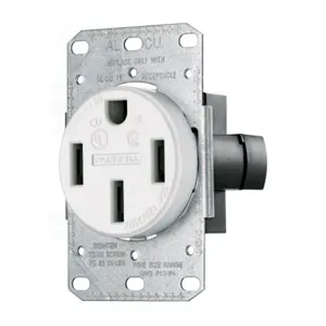 HUBBELL WIRING DEVICE-KELLEMS RR450FW Receptacle, Single, 50A, 125/250V, 3-Pole, Flush Mount, White | BD4WAM