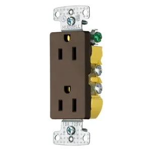 HUBBELL WIRING DEVICE-KELLEMS RRD15 Receptacle, Decorator Duplex, Flush Mount, 15A, 125V AC | BC9NVV 2JFR2