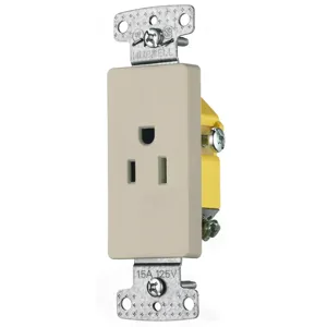 HUBBELL WIRING DEVICE-KELLEMS RRD151AL Single Receptacle, 15A, 125V, Self Grounding, Almond | CE6RTH