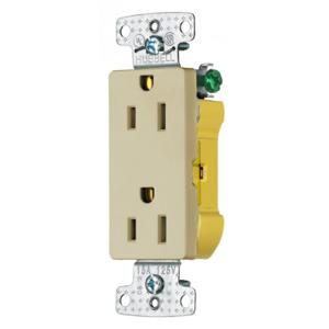 HUBBELL WIRING DEVICE-KELLEMS RRD15EI Duplex Receptacle, 15A, 125V, 8 Hole, Ivory | CE6RTQ