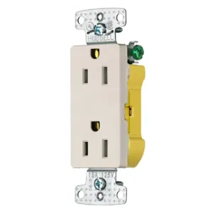 HUBBELL WIRING DEVICE-KELLEMS RRD15ELA Decorator Duplex Receptacle, 15A, 125V, Light Almond | CE6RTR