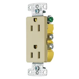 HUBBELL WIRING DEVICE-KELLEMS RRD15I Receptacle, Decorator Duplex, Flush Mount, 15A, 125V AC | BC8WPG 2JFT6