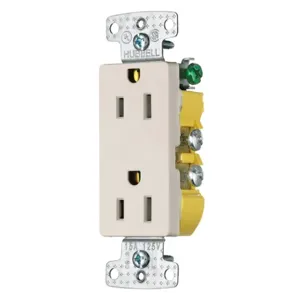 HUBBELL WIRING DEVICE-KELLEMS RRD15LA Receptacle, Decorator Duplex, Flush Mount, 15A, 125V AC | BD6CMJ 55MU60