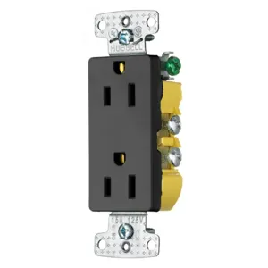 HUBBELL WIRING DEVICE-KELLEMS RRD15SBK Decorator Duplex Receptacle, Self Grounding, 15A 125V, 2-Pole, Brown | BC8GXY