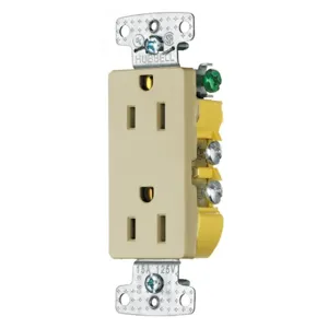 HUBBELL WIRING DEVICE-KELLEMS RRD15SI Decorator Duplex Receptacle, Self Grounding, 15A 125V, 2-Pole, Brown | BC8WPH