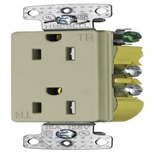 HUBBELL WIRING DEVICE-KELLEMS RRD15SITR Receptacle, Decorator Duplex, Flush Mount, 15A, 125V AC | BC7RRU 55MU63