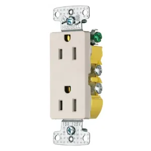 HUBBELL WIRING DEVICE-KELLEMS RRD15SLA Decorator Duplex Receptacle, Self Grounding, 15A 125V, 2-Pole, Brown | BD3TBP