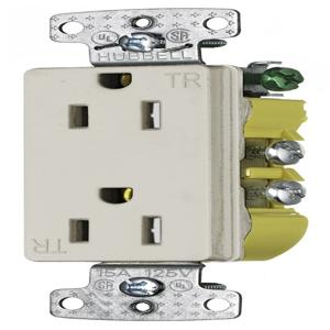 HUBBELL WIRING DEVICE-KELLEMS RRD15SLATR Receptacle, Decorator Duplex, Flush Mount, 15A, 125V AC | BC8AWR 55MU62